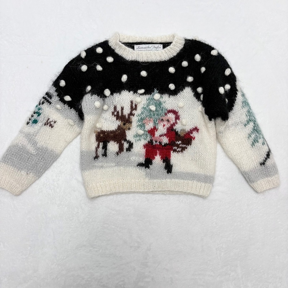 Samantha Taylor Chadwicks Mohair Santa Reindeer Christmas Sweater Little Kids XL